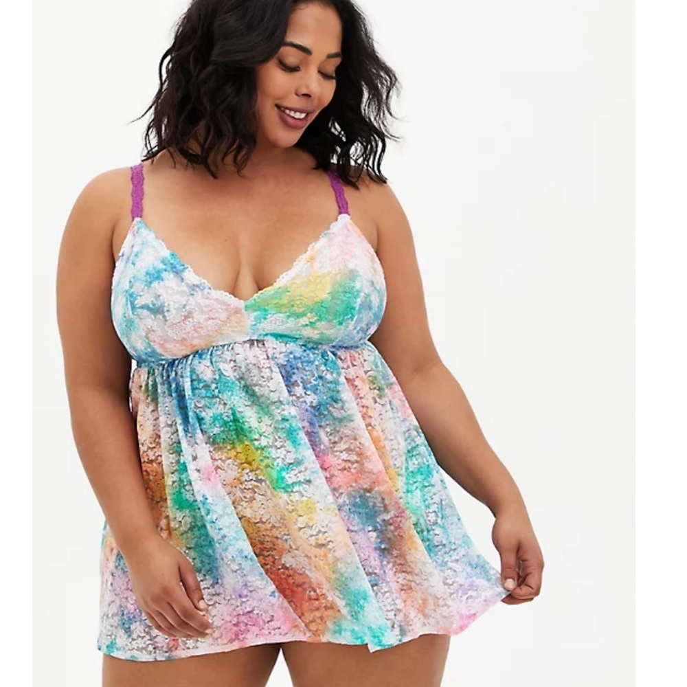 Torrid Tie Dye Lace Babydoll Set